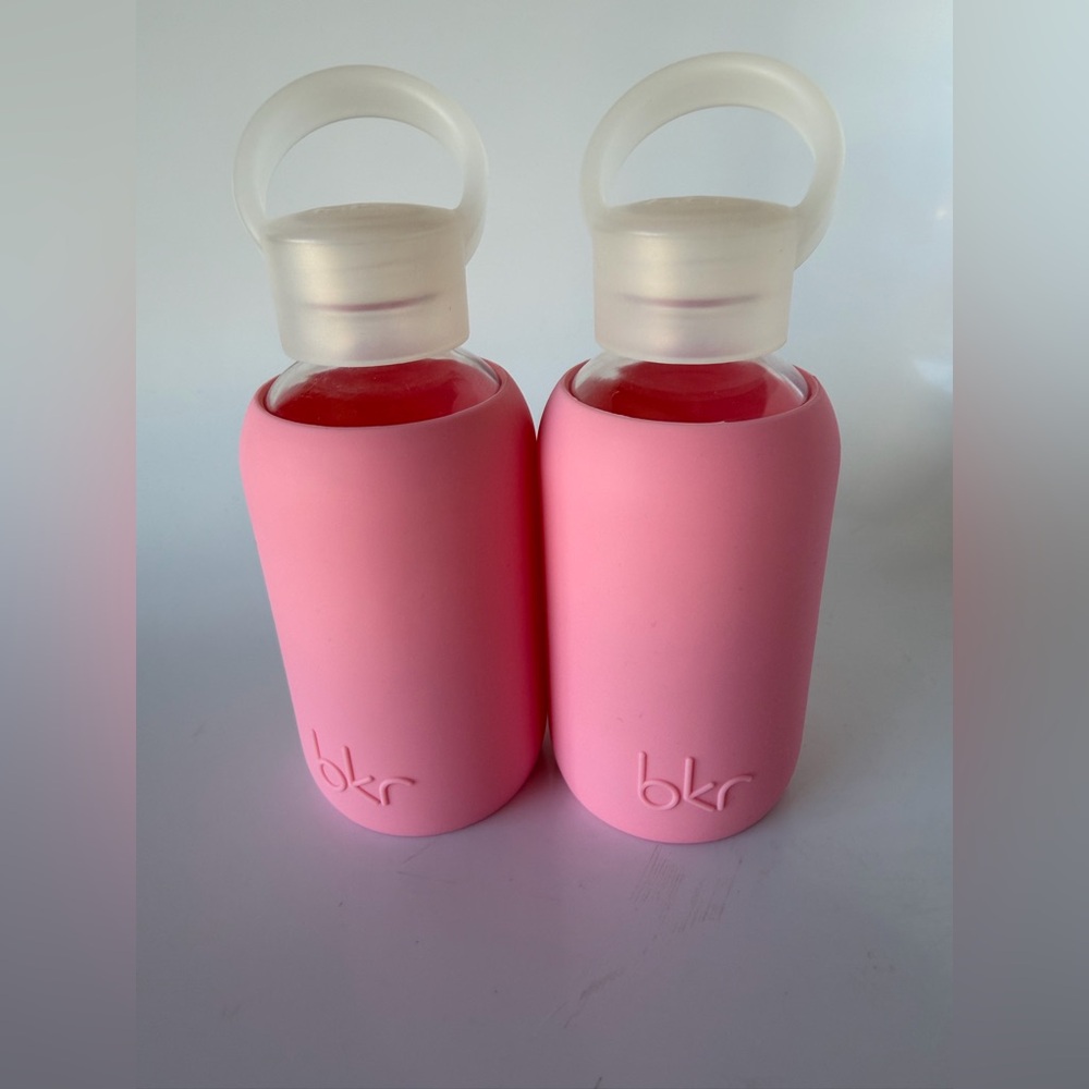 Set of 2 BKR Glass Water Bottle 16oz Pink Silicone Sleeve 16oz